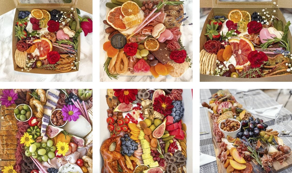 Large charcuterie board and grazing boxes