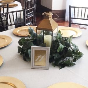 Amanda Gold Lantern Greenery Centrepiece